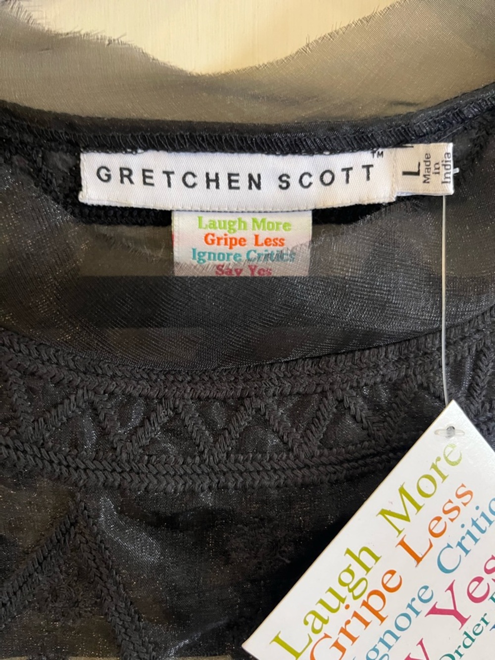 Gretchen Scott Designs Black Sheer Dot & Chevron Mini Dress - Picture 2 of 5